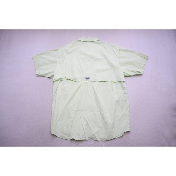 Columbia PFG Vented Fishing Shirt Light Green Performance Camp Shirt Mens Large - Picture 10 of 13
